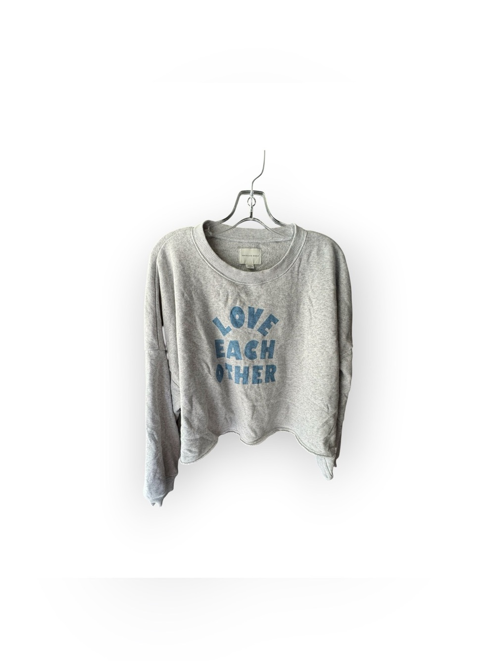 American Eagle Gray 'Love Each Other' Graphic Sweatshirt